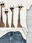 Women Deer Short Sleeve Tee T-shirt Crew Neck Printing Casual Summer Graphic Tee Top