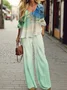 Women Abstract Printing Two-Piece Set Daily Long Sleeve Casual Spring/Fall Top With Pants Matching Set