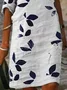 Women Floral Half Sleeve Summer Printing Dress V Neck Daily Casual Mini Shift Dress H-Line Dress