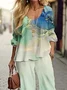 Women Abstract Printing Two-Piece Set Daily Long Sleeve Casual Spring/Fall Top With Pants Matching Set