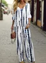 Women Striped Printing Two-Piece Set Daily Long Sleeve Casual Spring/Fall Top With Pants Matching Set