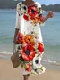 Women Floral Half Sleeve Summer Printing Dress Crew Neck Daily Casual Maxi H-Line Dress