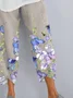Women Floral Capris Pant Casual Summer Trousers