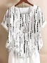Women Geometric Half Sleeve Blouse Summer Crew Neck Daily Casual Top