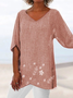 Women 3D Printing Short Sleeve Shirt Summer V Neck Holiday Casual Top
