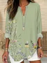 Women Floral Long Sleeve Blouse Spring/Fall Printing V Neck Daily Casual Top