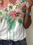 Women Floral Short Sleeve Tee T-shirt V Neck Printing Casual Summer Graphic Tee Top