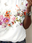 Women Floral Short Sleeve Tee T-shirt Crew Neck Printing Casual Summer Graphic Tee Top