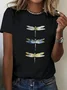 Women Dragonfly Short Sleeve Tee T-shirt Crew Neck Printing Casual Summer Graphic Tee Top