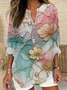 Women Floral Long Sleeve Blouse Spring/Fall Printing V Neck Daily Casual Top