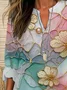 Women Floral Long Sleeve Blouse Spring/Fall Printing V Neck Daily Casual Top