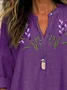 Women Floral Long Sleeve Blouse Spring/Fall Shawl Collar Daily Casual Top