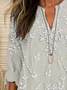 Women Floral Long Sleeve Blouse Spring/Fall Printing V Neck Daily Casual Top