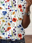 Women Floral Short Sleeve Tee T-shirt Crew Neck Printing Casual Summer Graphic Tee Top