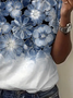 Women Floral Short Sleeve Tee T-shirt Crew Neck Printing Casual Summer Graphic Tee Top