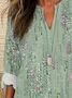 Women Striped Long Sleeve Blouse Spring/Fall Printing V Neck Daily Casual Top