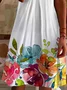 Women Floral Short Sleeve Summer Printing Dress V Neck Daily Casual Midi Fit & Flare Dress A-Line Dress