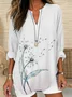 Women Floral Long Sleeve Blouse Spring/Fall Printing V Neck Daily Casual Top