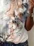 Women Floral Short Sleeve Tee T-shirt Crew Neck Printing Casual Summer Graphic Tee Top