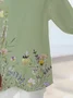 Women Floral Short Sleeve Shirt Summer Printing V Neck Daily Casual Top