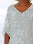 Women Floral Short Sleeve Shirt Summer Printing V Neck Daily Casual Top