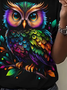 Women Animal Short Sleeve Tee T-shirt Crew Neck Printing Casual Summer Graphic Tee Top