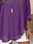 Women Floral Long Sleeve Blouse Spring/Fall Shawl Collar Daily Casual Top