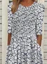 Women Floral Short Sleeve Summer Printing Dress Crew Neck Daily Casual Maxi Shift Dress H-Line Dress