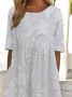 Women Floral Short Sleeve Summer Printing Dress Crew Neck Daily Casual Maxi Shift Dress H-Line Dress