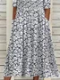 Women Floral Short Sleeve Summer Printing Dress Crew Neck Daily Casual Maxi Shift Dress H-Line Dress
