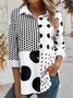 Women Polka Dots Long Sleeve Shirt Spring/Fall Shirt Collar Daily Casual Top