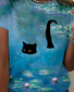 Women's Cat Short Sleeve Tee T-shirt Crew Neck Casual Summer Top