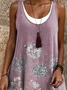 Women Floral Sleeveless Summer Dress Crew Neck Daily Casual Midi A-Line Dress