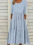 Women Striped Short Sleeve Summer Printing Dress Crew Neck Daily Casual Maxi Shift Dress H-Line Dress