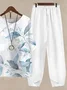 Women Floral Printing Two-Piece Set Daily Half Sleeve Casual Summer Top With Pants Matching Set