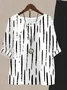Women Striped Printing Two-Piece Set Daily Half Sleeve Casual Summer Top With Pants Matching Set