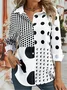 Women Polka Dots Long Sleeve Shirt Spring/Fall Shirt Collar Daily Casual Top