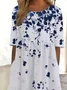 Women Floral Short Sleeve Summer Printing Dress Crew Neck Daily Casual Maxi Shift Dress H-Line Dress