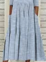 Women Striped Short Sleeve Summer Printing Dress Crew Neck Daily Casual Maxi Shift Dress H-Line Dress