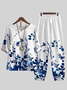 Women Floral Printing Two-Piece Set Daily Half Sleeve Casual Summer Top With Pants Matching Set