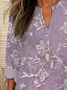 Women Floral Long Sleeve Blouse Spring/Fall Printing V Neck Daily Casual Top
