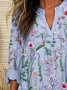 Women Floral Long Sleeve Blouse Spring/Fall Printing V Neck Daily Casual Top
