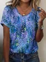 Women Floral Short Sleeve Tee T-shirt Crew Neck Casual Summer Top