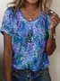 Women Floral Short Sleeve Tee T-shirt Crew Neck Casual Summer Top