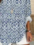 Women Floral Long Sleeve Blouse Spring/Fall Printing V Neck Daily Casual Top
