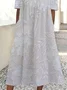 Women Floral Short Sleeve Summer Printing Dress Crew Neck Daily Casual Maxi Shift Dress H-Line Dress