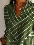 Women Striped Long Sleeve Shirt Spring/Fall Buckle Shirt Collar Daily Casual Top