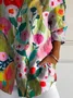 Women Floral Long Sleeve Shirt Spring/Fall Buckle Shirt Collar Daily Casual Top
