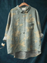 Women Floral Long Sleeve Shirt Spring/Fall Printing Shirt Collar Daily Casual Top