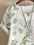 Women Floral Short Sleeve Shirt Summer Printing Crew Neck Daily Casual Top